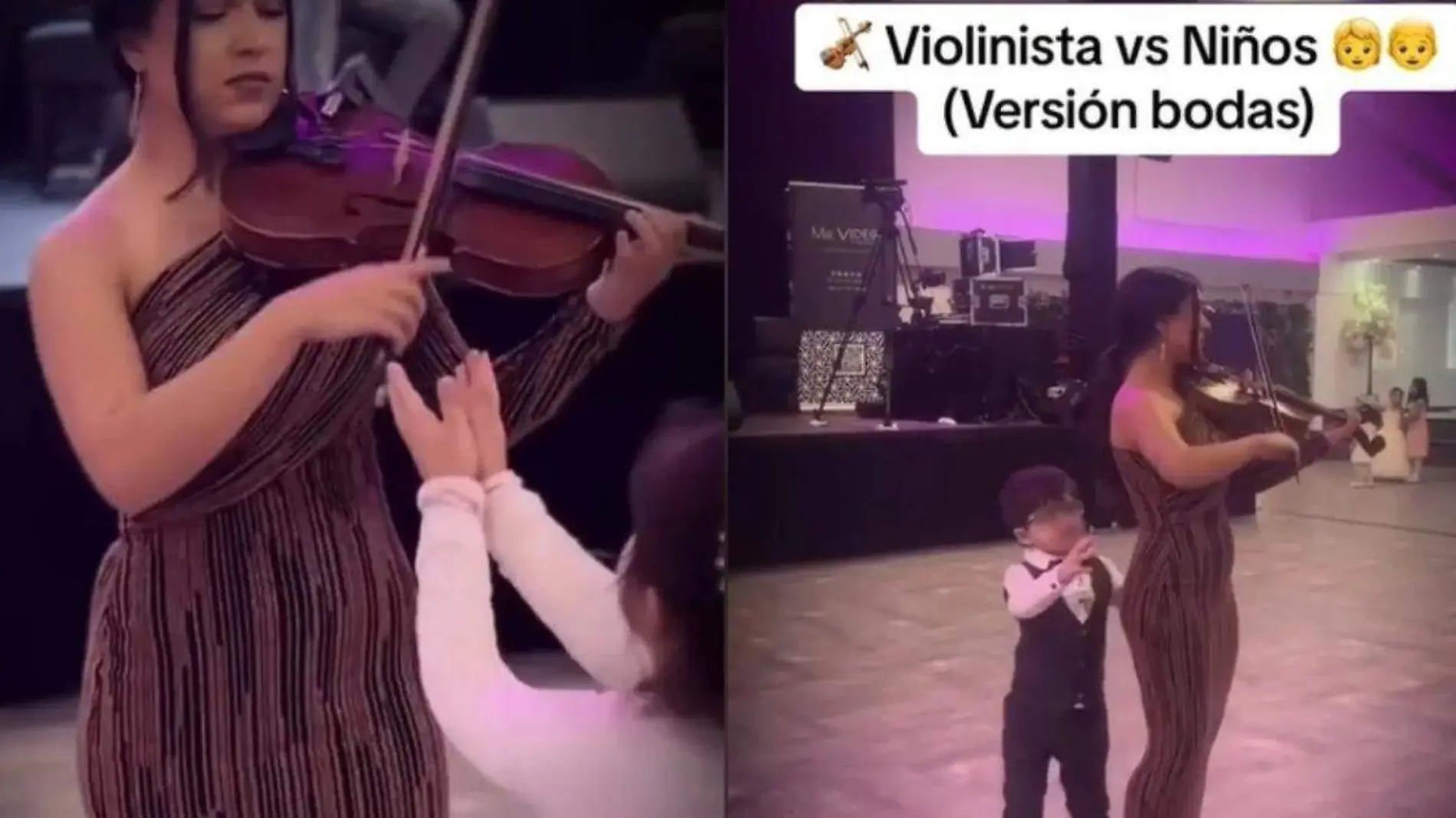 Niñosinterrumpen el show de violinista en plena boda